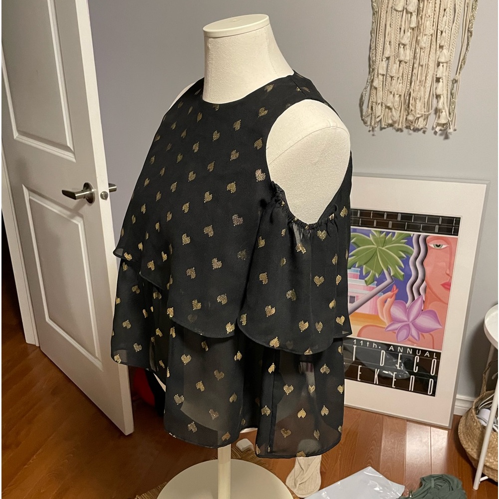 & Other Stories cold shoulder top with gold heart print
